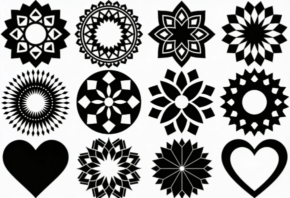 Download Mandala Heart SVG Bundle Black Designs - Black designs Collection