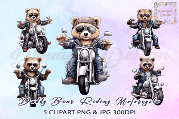Download Daddy Bear Riding Motorcycle Clipart - Daddy bear Collection