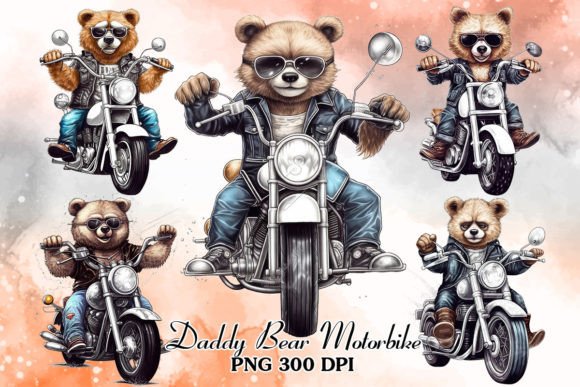 Download Daddy Bear Riding Motorbike Clipart - Daddy bear Collection